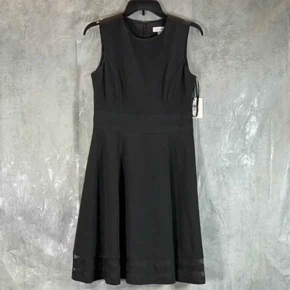 calvin klein little black dress Women's 3/4 Sleeve V-Neck Solid Sheath Calvin Klein Little Black Cocktail